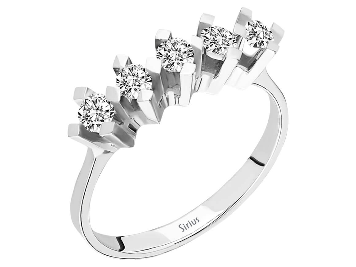 5-Stone Diamond Ring 0.50 ct - 14K White Gold | Classic & Elegant - high-quality Jewelry by Rosy Lab Diamonds