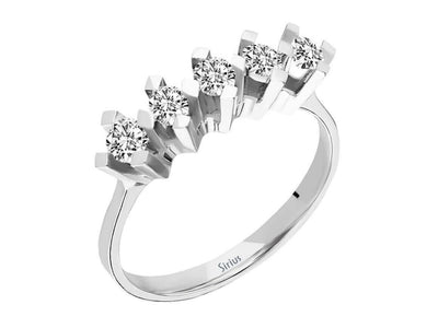Elegant 5-Stone Diamond Ring in 14K White Gold – 0.60 ct