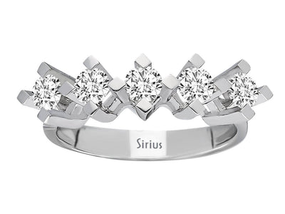Classic 5-Stone Diamond Ring in 14K White Gold – 0.80 ct