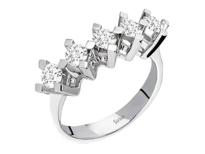 Classic 5-Stone Diamond Ring in 14K White Gold – 0.80 ct