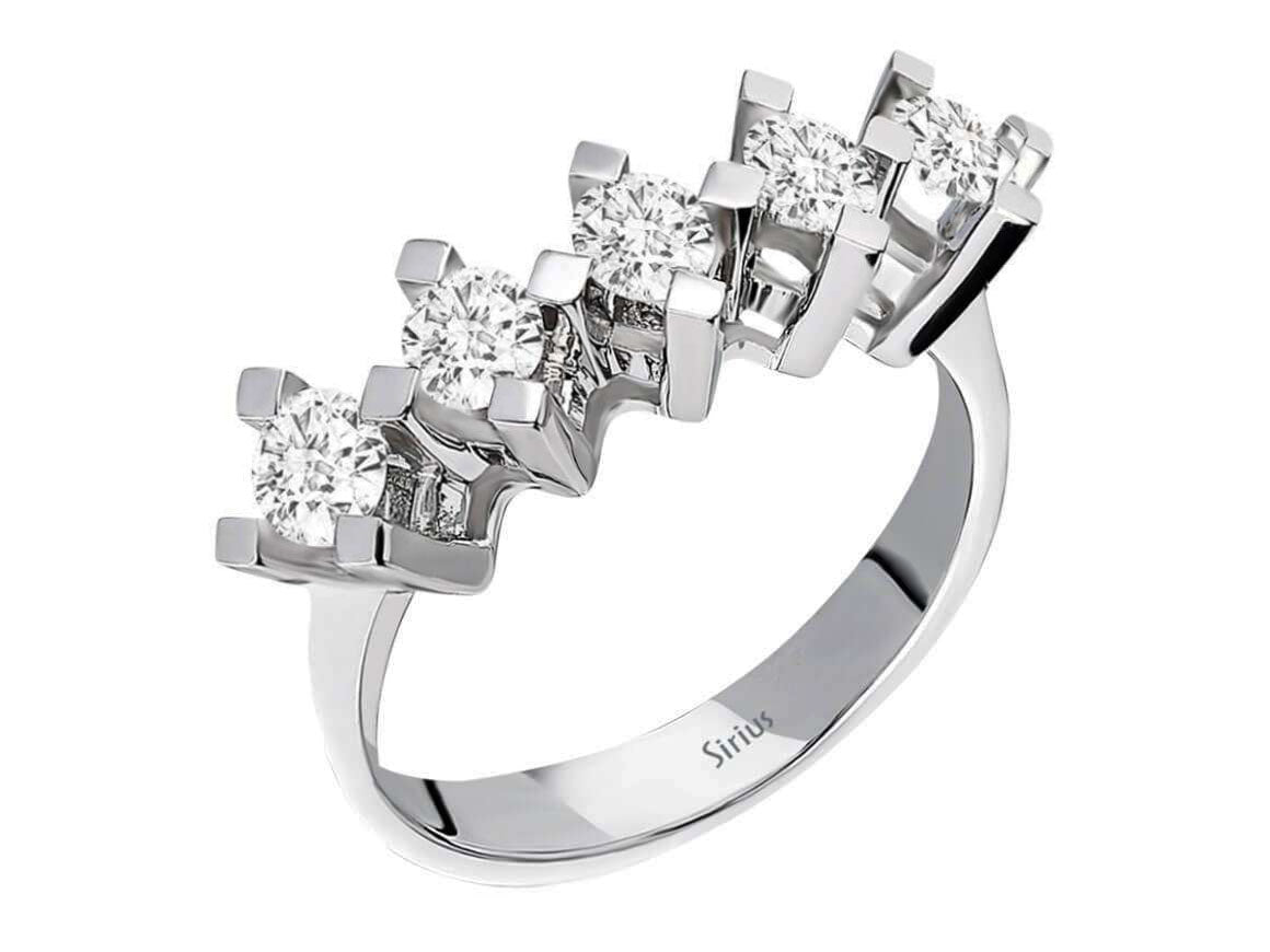 Classic 5-Stone Ring with Diamonds – 1.01 ct in 14K White Gold