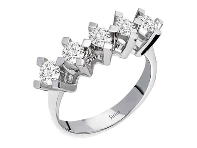 Classic 5-Stone Ring with Diamonds – 1.01 ct in 14K White Gold