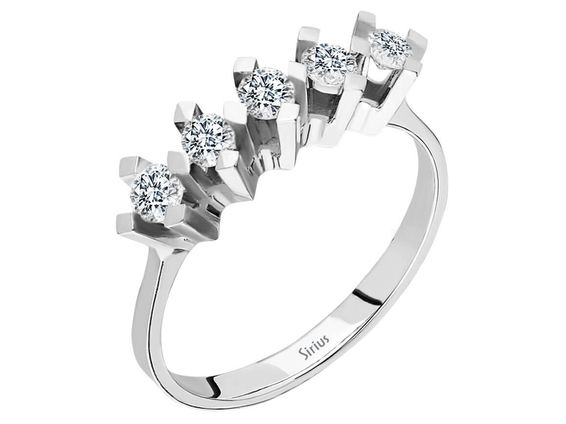 Elegant Five-Stone Diamond Ring in 14-Karat White Gold | Timeless Jewelry – High-Quality Jewelry by Rosy Lab Diamonds