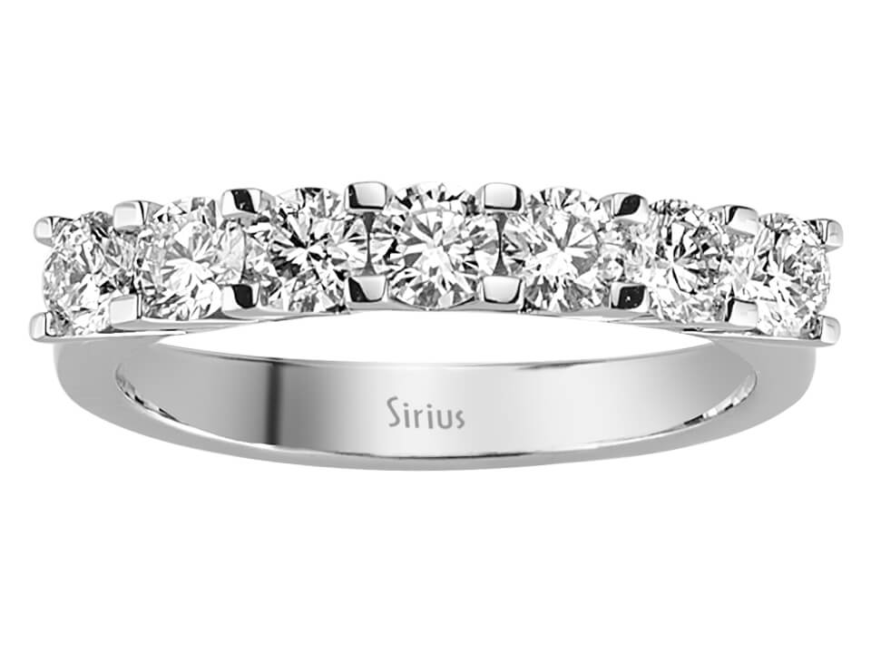Bague élégante à 7 pierres avec diamant rond en Or Blanc 14 carats - diamants cultivés en laboratoire - Bijoux haut de gamme de Rosy Lab Diamonds