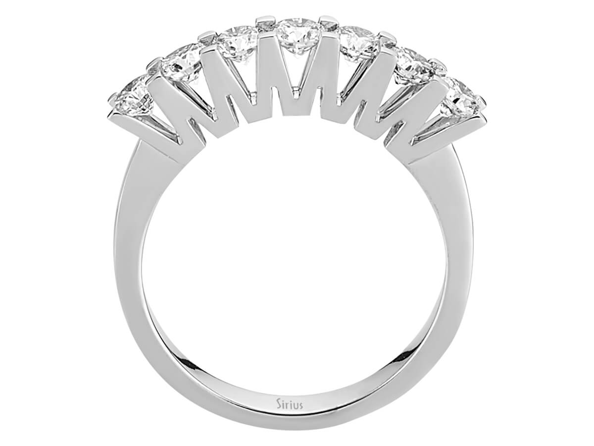 Bague élégante à 7 pierres avec Diamant rond en Or Blanc 14 carats - Diamants de laboratoire - Bijoux haut de gamme de Rosy Lab Diamonds