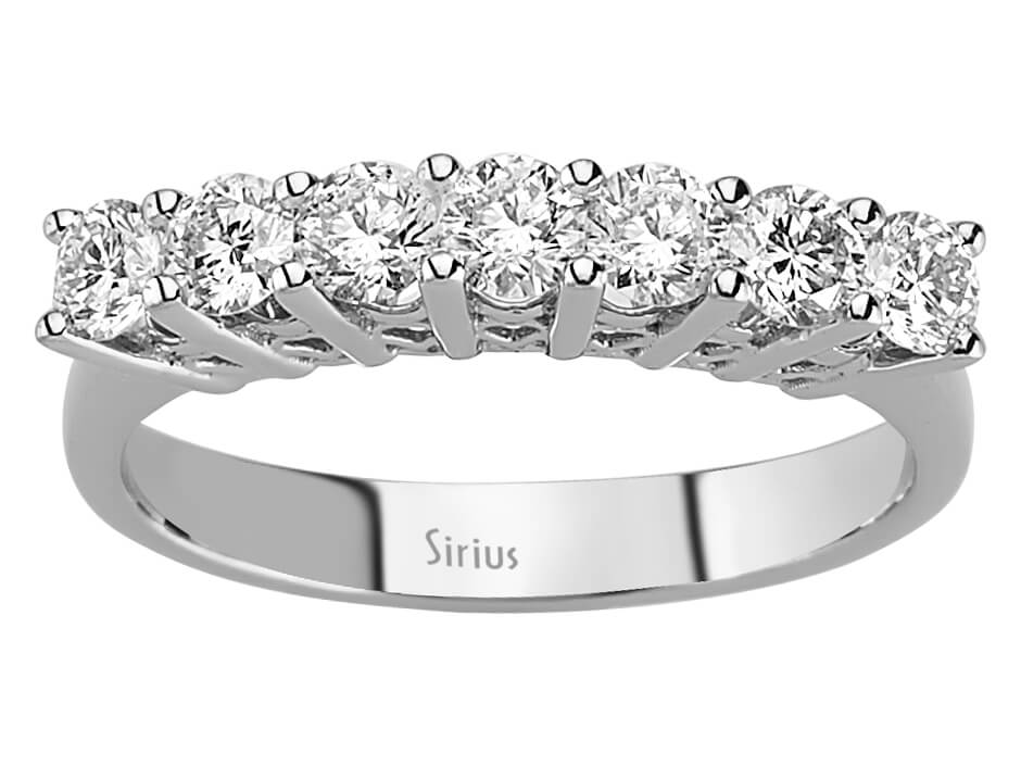 Bague élégante à 7 pierres avec Diamant rond en Or Blanc 14 carats - Diamants de laboratoire - Bijoux haut de gamme de Rosy Lab Diamonds