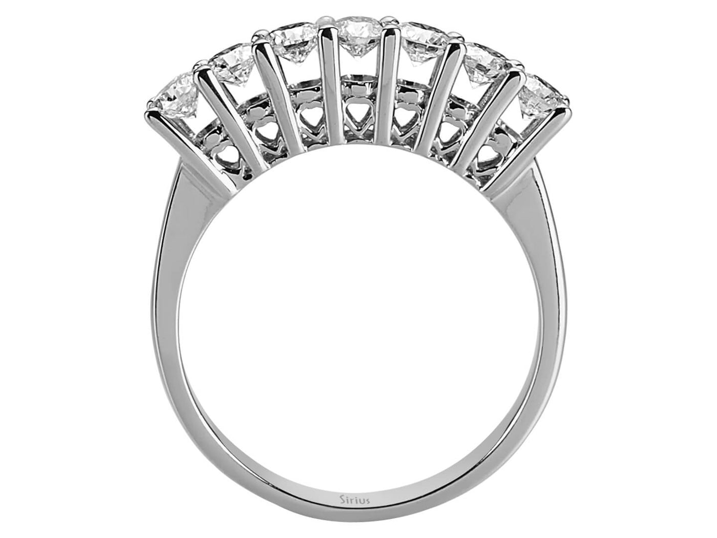 Bague élégante à 7 pierres avec Diamant rond en Or Blanc 14 carats - Diamants de laboratoire - Bijoux haut de gamme de Rosy Lab Diamonds