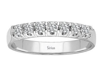 Zeitloser 7-Stein Rundschliff Diamantbandring in 14 Karat Weißgold