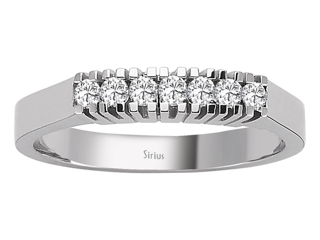 Eleganter Siebenstein Diamantring aus 8 Karat Weißgold mit laborgezüchteten Diamanten - hochwertiger Schmuck von Rosy Lab Diamonds
