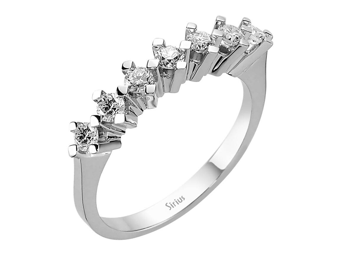 Ring with seven lab-grown diamonds in White Gold | 14K Diamond Ring - high-quality Jewelry from Rosy Lab Diamonds