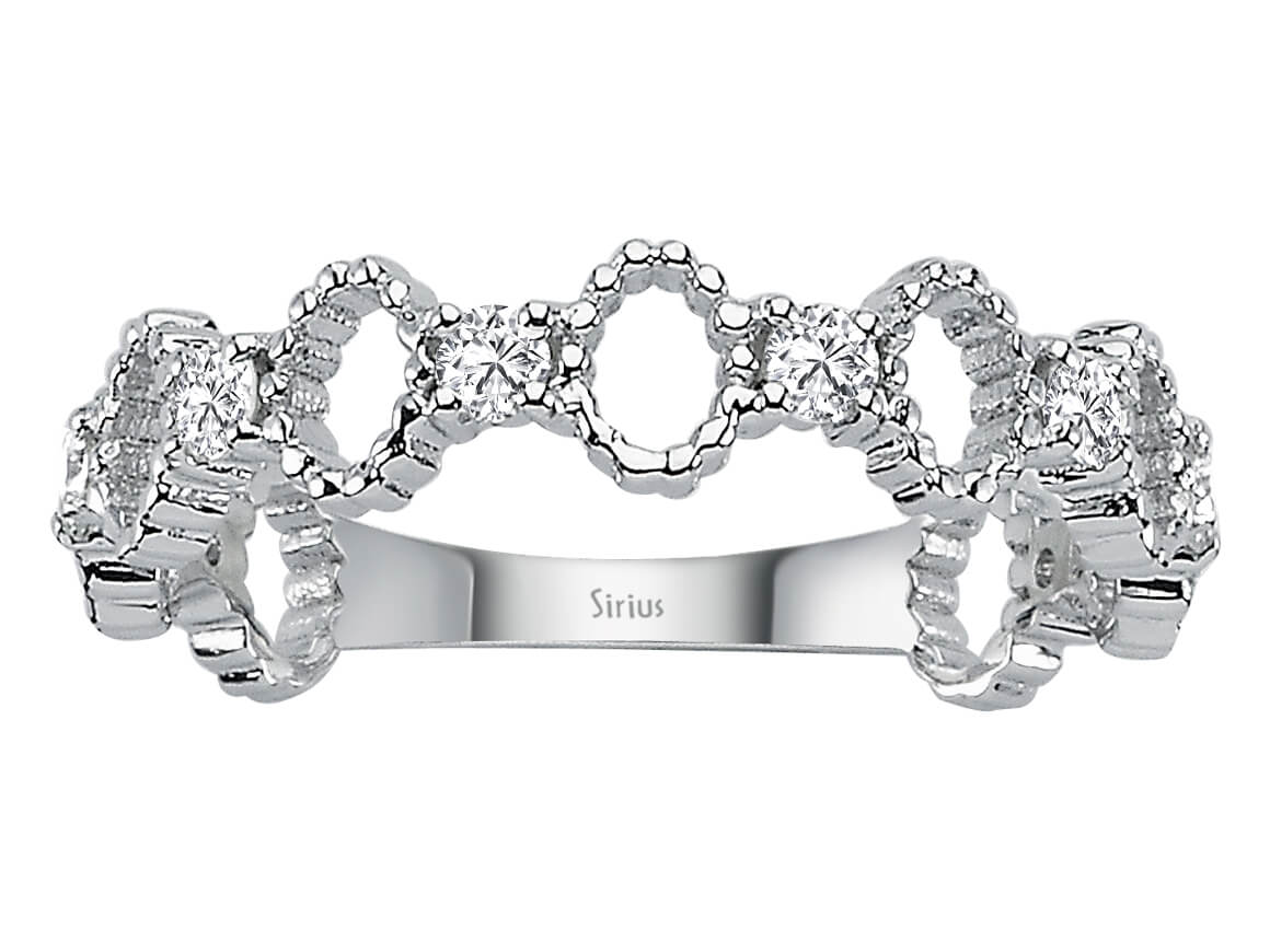 Bague en or blanc avec 8 diamants de laboratoire de 0,31 carat, en or 14 carats – Bijoux haut de gamme de Rosy Lab Diamonds