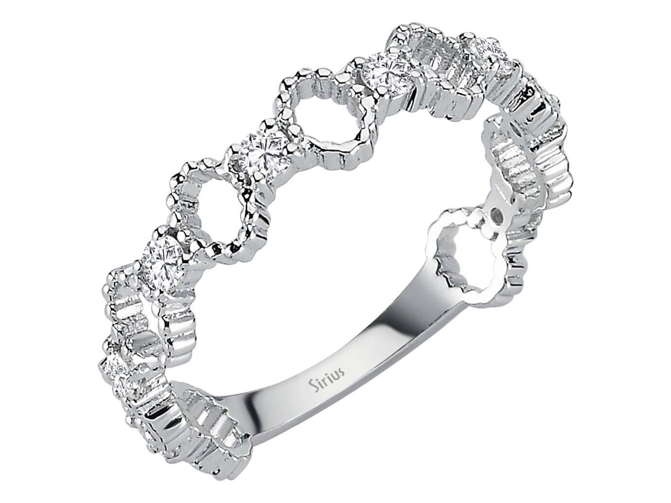 Weißgoldring mit 8 laborgezüchteten Diamanten im Rundschliff, 0,31 Karat