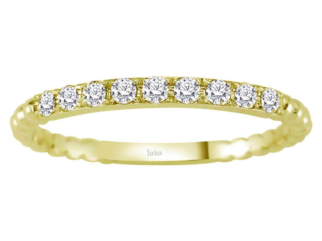 Bague raffinée en Or Jaune avec 9 diamants de laboratoire | Pirlanta 14 carats – Bijoux haut de gamme de Rosy Lab Diamonds