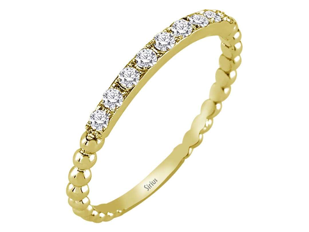 Bague raffinée en Or Jaune avec 9 diamants de laboratoire | Pirlanta 14 carats – Bijoux haut de gamme de Rosy Lab Diamonds