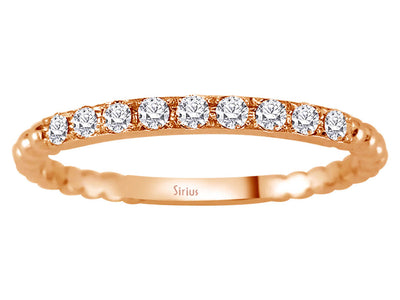 Rotgold-Ring mit 9 Rundgeschliffenen Labordiamanten in Perlstruktur