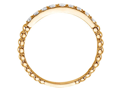 Rotgold-Ring mit 9 Rundgeschliffenen Labordiamanten in Perlstruktur