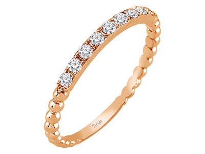 Rotgold-Ring mit 9 Rundgeschliffenen Labordiamanten in Perlstruktur