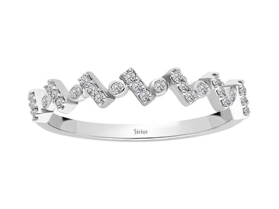 Bague demi-cercle moderne avec 27 diamants cultivés en laboratoire en or blanc