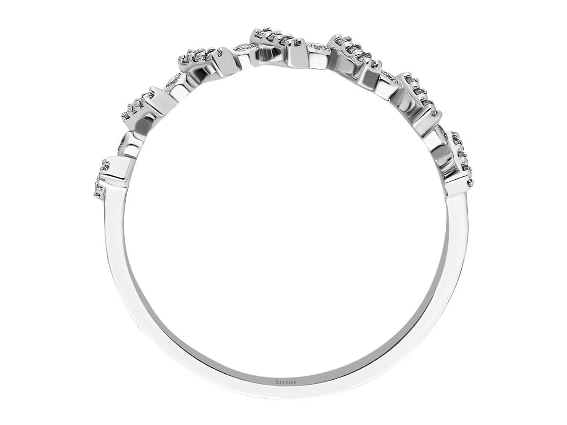 Bague semi-circulaire moderne sertie de diamants de laboratoire | Or Blanc 14 K - Bijoux haut de gamme de Rosy Lab Diamonds