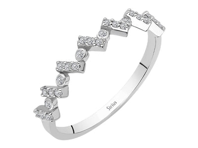 Bague demi-cercle moderne avec 27 diamants cultivés en laboratoire en or blanc