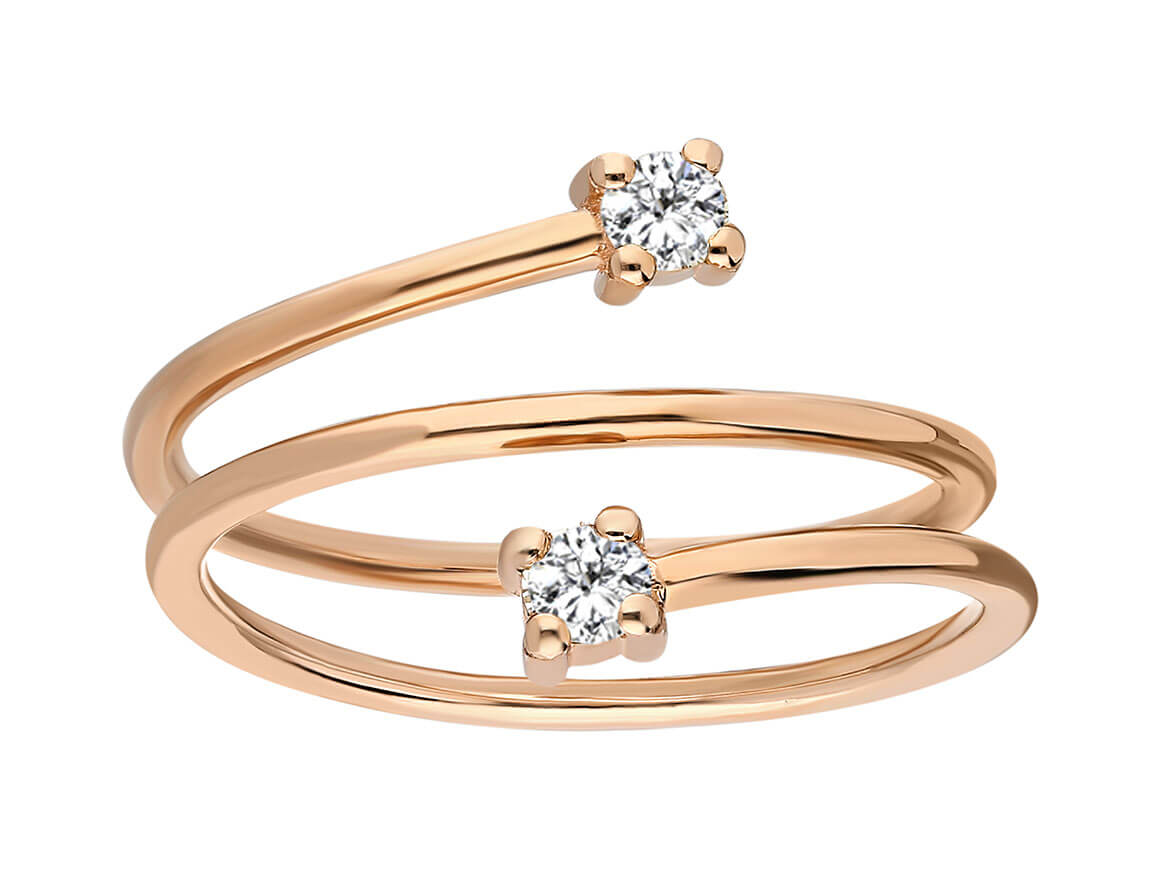 Schlichter Doppelring mit Diamanten "Agna" aus 8 Karat Roségold – hochwertiger Schmuck von Rosy Lab Diamonds