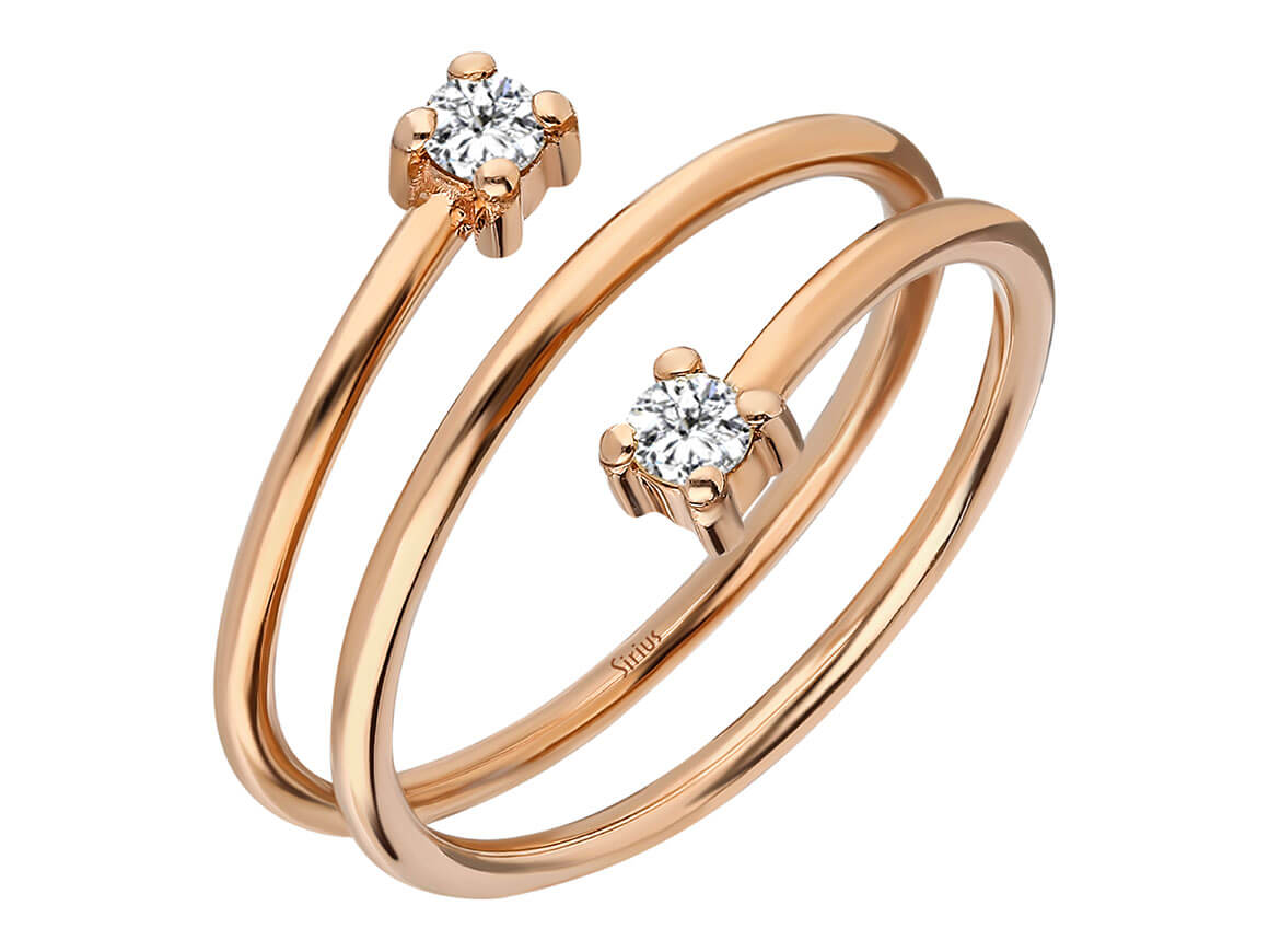 Schlichter Doppelring mit Diamanten "Agna" aus 8 Karat Roségold – hochwertiger Schmuck von Rosy Lab Diamonds