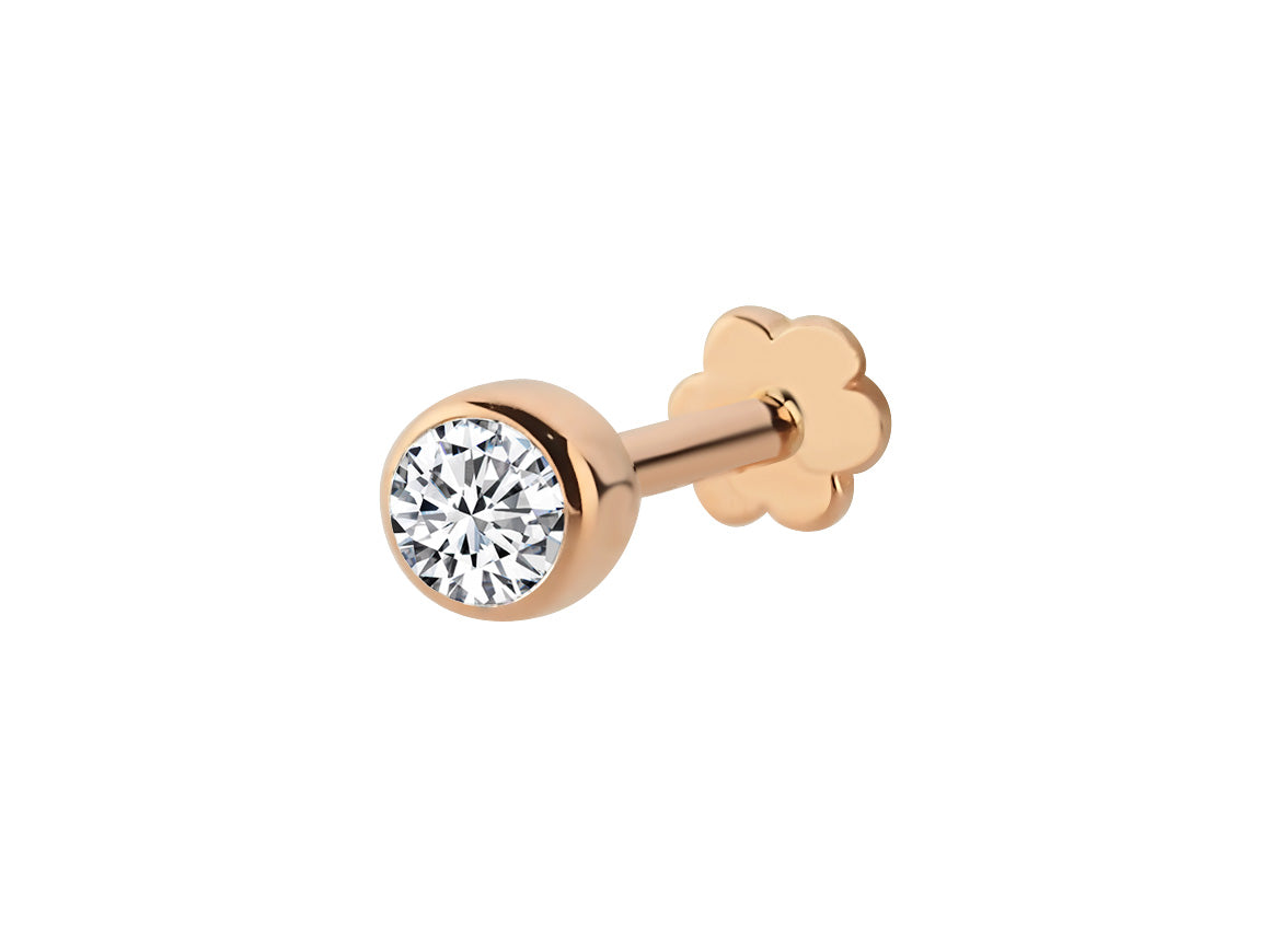 Agnes tragus piercing with 1 lab diamond in 585 rose gold