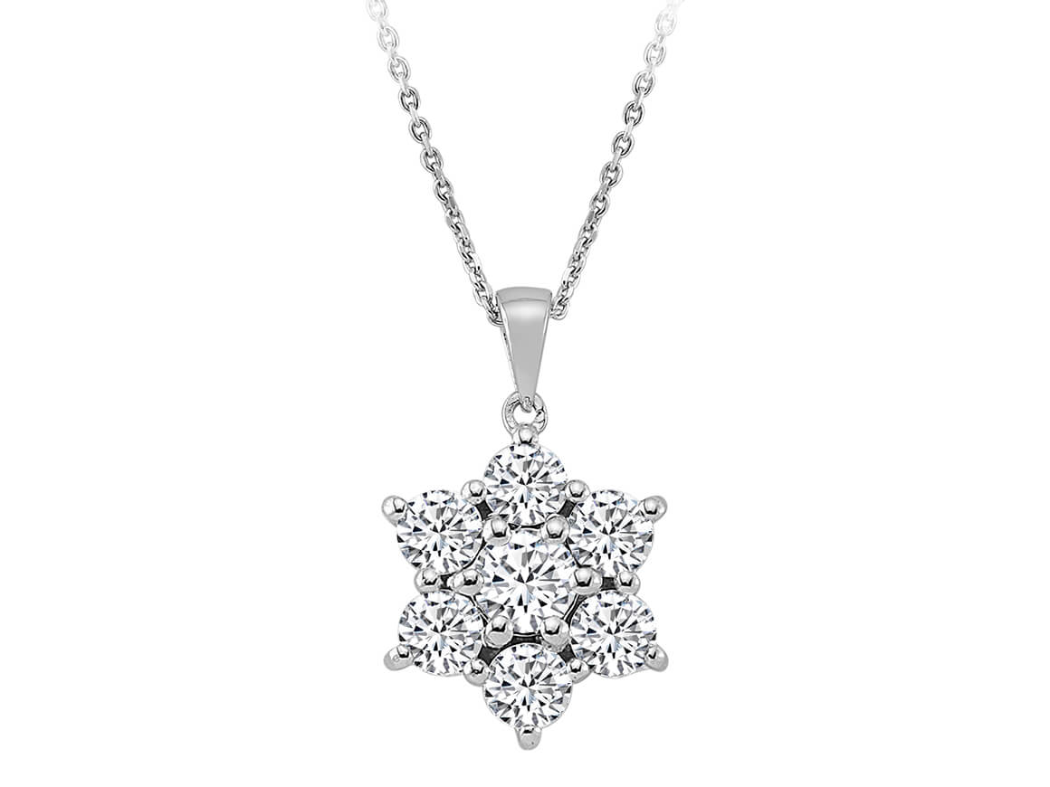 Aldebaran star pendant with diamonds in 14K white gold