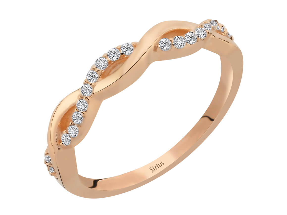 Bague Alessandra Halbmemory avec 21 diamants de laboratoire taille ronde en or rose