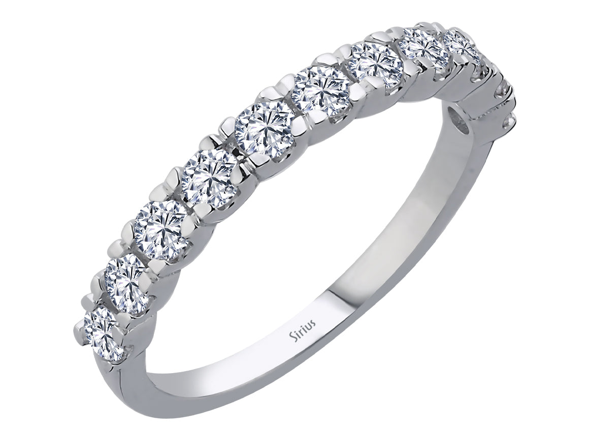 Bague demi-jonc avec 0,72 ct de diamants de laboratoire en Or Blanc 14 carats | Allegro Fa – Bijoux haut de gamme de Rosy Lab Diamonds