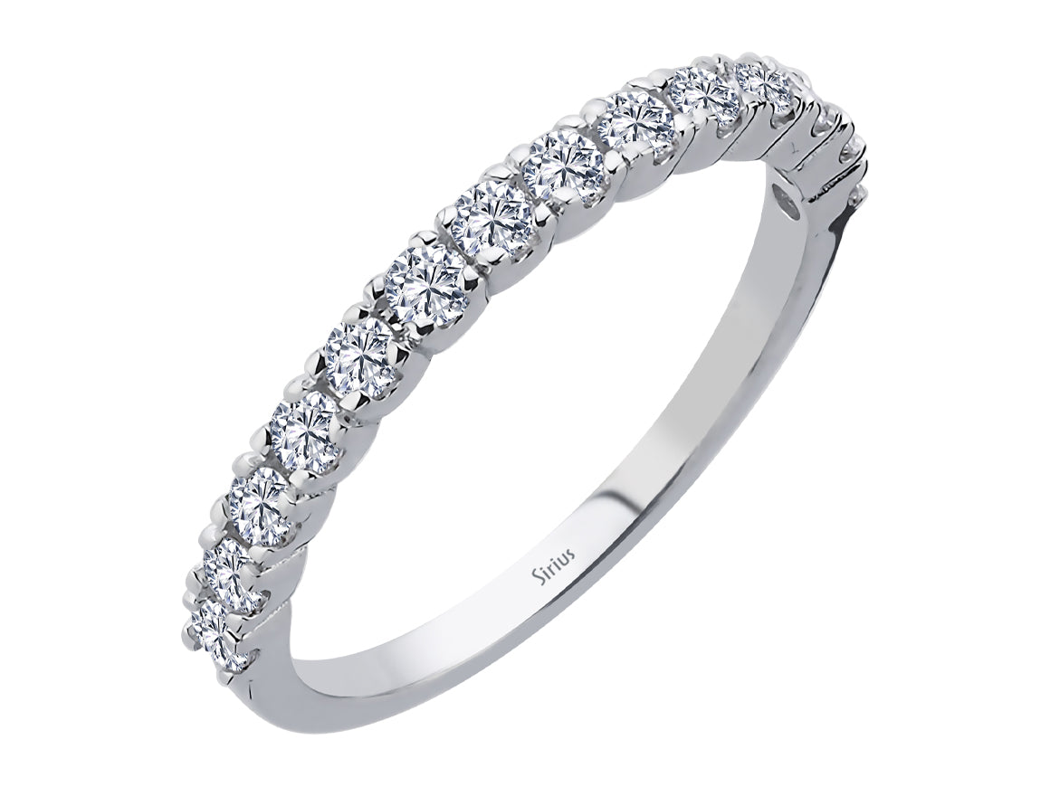 14 laboratuvar üretimi pırlantalı yarım eternity yüzük | 14K Beyaz Altın - Rosy Lab Diamonds’tan yüksek kaliteli Mücevher