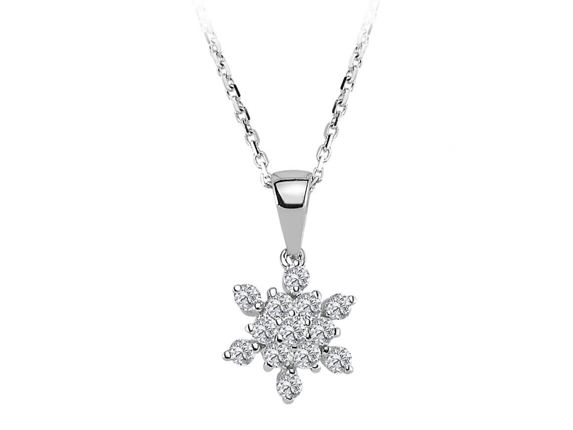 Pendentif étoile Antares avec 13 diamants - Or Blanc 14 carats - Bijoux haut de gamme de Rosy Lab Diamonds