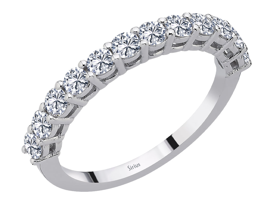 12 Pırlantalı Yarım Halka Yüzük - 14 Ayar Beyaz Altın | Laboratuvarda Üretilmiş Pırlanta Mücevher - Rosy Lab Diamonds'tan yüksek kaliteli Mücevher