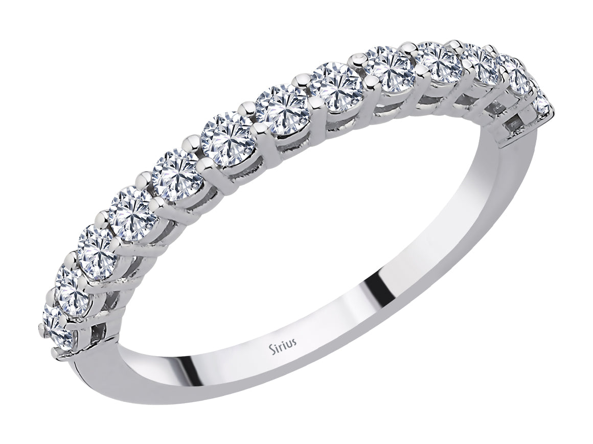 Halbkreis-Ring mit 13 Diamanten - 14K Weißgold | Laborgezüchteter Diamantschmuck - hochwertiger Schmuck von Rosy Lab Diamonds