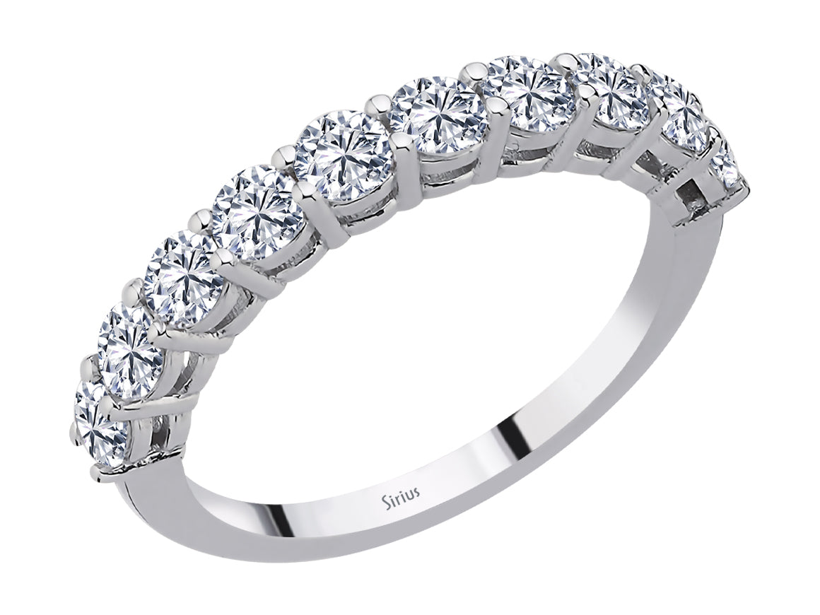 Bague demi-cercle avec 10 diamants ronds – « Aria Sei » en or blanc