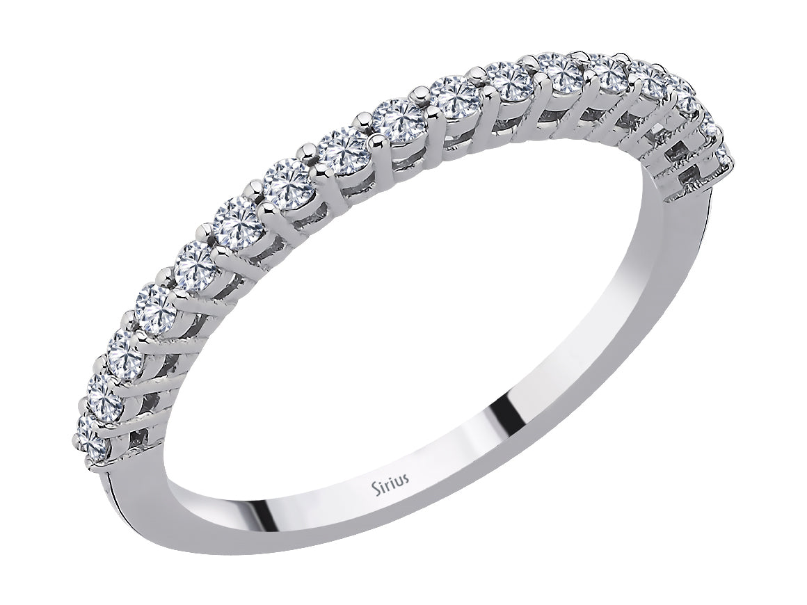 Aria Uno Halbkreisring mit 17 Labor-Diamanten aus 14K Weißgold - 47R0079 - hochwertiger Schmuck von Rosy Lab Diamonds