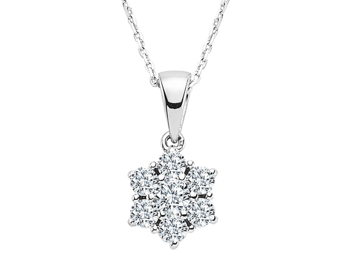 Pendentif en design étoile avec 7 diamants – 0,43 ct | Or blanc 14K
