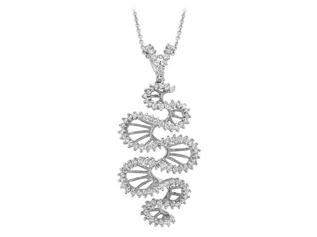 Spiral diamond chain in 14K white gold (0.98 ct)