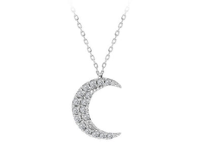 Half-moon pendant with diamonds | 8K white gold