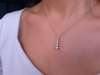 Five-stone pendant with lab-grown diamonds in 14K white gold