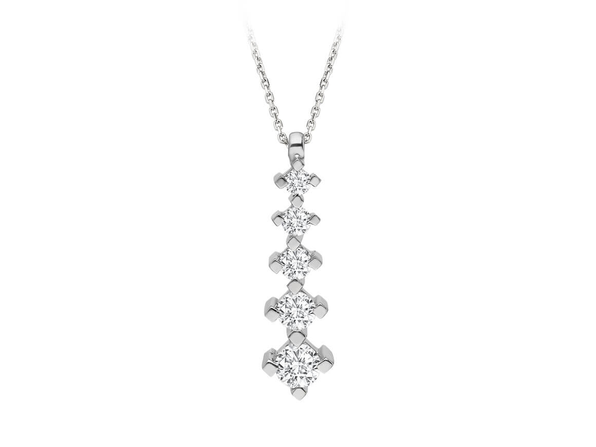 Five-stone pendant with lab-grown diamonds in 14K white gold