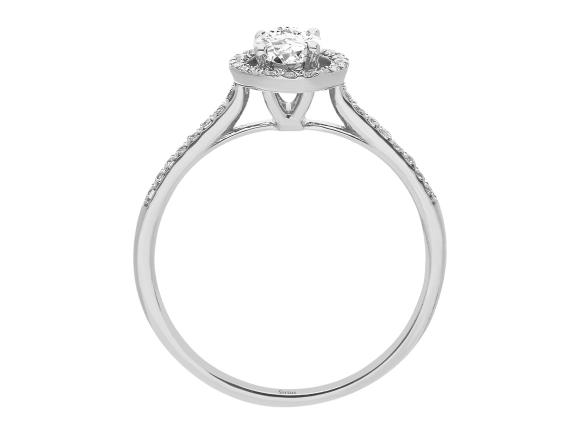 Beyaz topaz ve laboratuvarda üretilmiş pırlantalı Arusha yüzük | 14 ayar altın - Rosy Lab Diamonds’tan yüksek kaliteli Mücevher