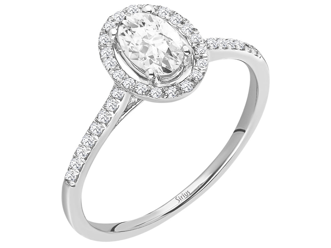 Beyaz topaz ve laboratuvarda üretilmiş pırlantalı Arusha yüzük | 14 ayar altın - Rosy Lab Diamonds’tan yüksek kaliteli Mücevher