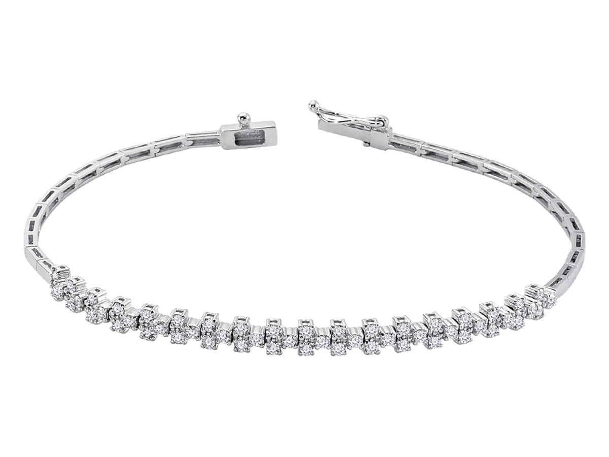 Classic diamond bracelet with 0.95 ct – 14K white gold