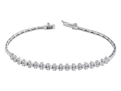 Classic diamond bracelet with 0.95 ct – 14K white gold