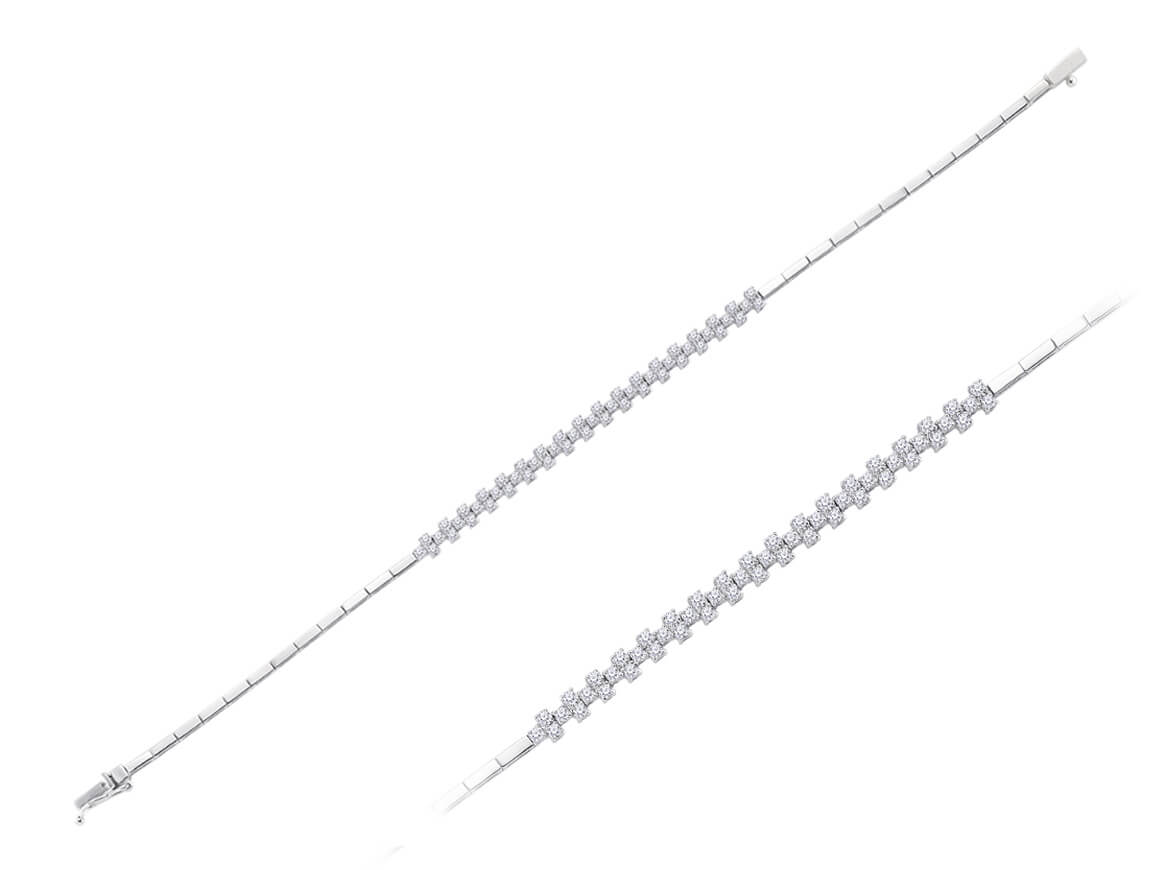 Classic diamond bracelet with 0.95 ct – 14K white gold