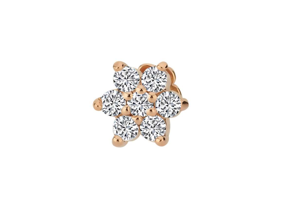 Bloom Tragus-Piercing - 7 Diamanten in 585er Roségold | Feiner Piercingschmuck - hochwertiger Schmuck von Rosy Lab Diamonds