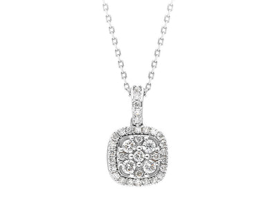 Sparkling halo necklace with 36 lab diamonds in 14K white gold – 47P0002