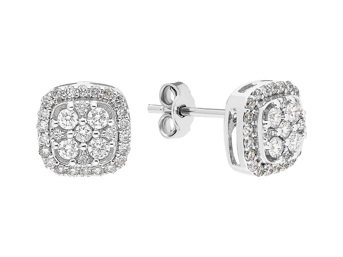 Stud Earrings with 68 Lab-Grown Diamonds, 0.57 Carats, in 585 White Gold – High-Quality Jewelry by Rosy Lab Diamonds