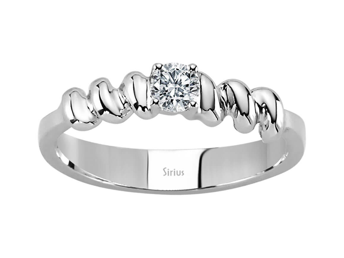 Bague solitaire avec Diamant de 0,19 carat et anneau torsadé - Or Blanc 18 carats - Bijoux haut de gamme de Rosy Lab Diamonds